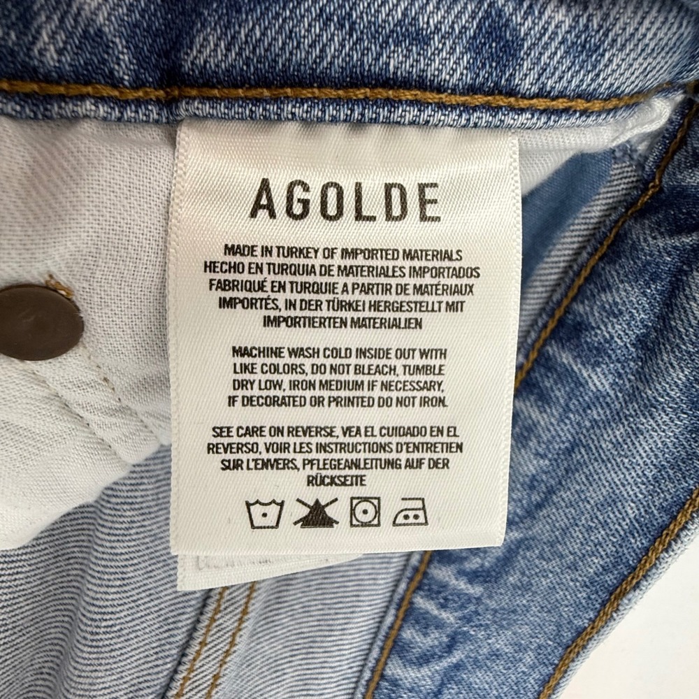 Agolde Riley Long Womens Jeans Size 33 Light Wash High Rise Straight Leg Blue - Picture 9 of 12